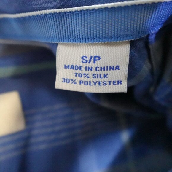 Tommy Bahama Camp Shirt S Blue Plaid Collar Loop Silk Blend Island Zone - Picture 3 of 7